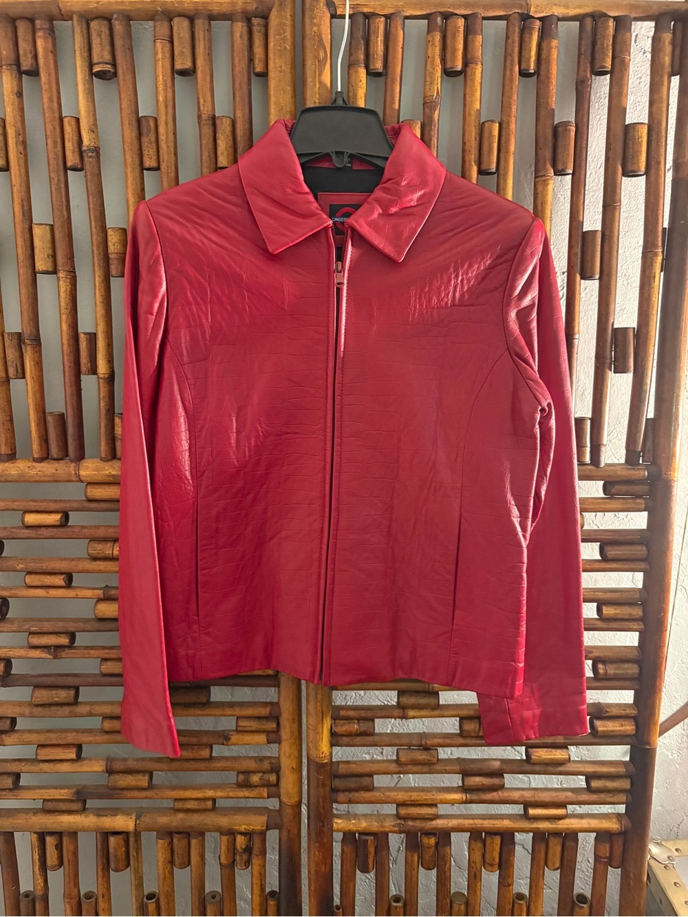 SZ L UNDERGROUND RED CROCODILE LEATHER JACKET